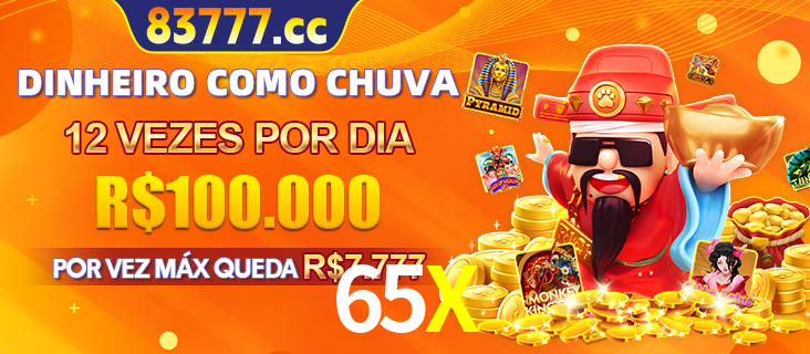 Banner do programa de recompensas Recomende para amigos do 65X, detalhando os bônus por convidar amigos, com prêmios que chegam a R$288.888.